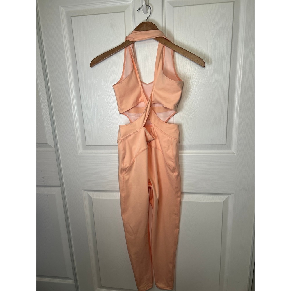 Free‎ People Back It Up Cutout Peach Crisscross Back Jumpsuit Bodysuit Small - Picture 3 of 9